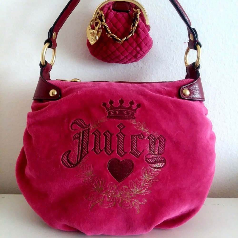 JUICY COUTURE VELOUR PURSE & MATCHING COIN PURSE